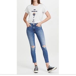 MOTHER The Looker Ankle Fray Skinny Jeans in Not Cut & Pasted Size 32